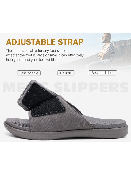 Men\'s Grey Adjustable Orthotic Plantar Fasciitis Open Toe Athletic Sandal Shoes main image 4